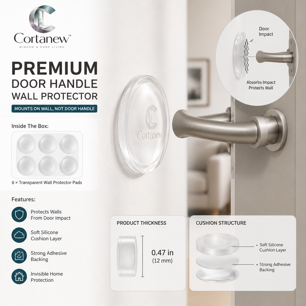 Cortanew™ WallGuard Door Handle Protector Pad – Self-Adhesive Shock-Absorbing Wall Cushion for Door Knobs & Handles