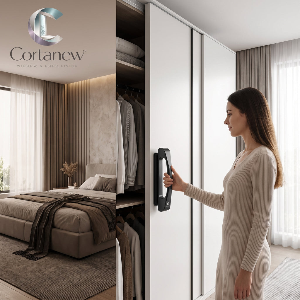 Cortanew™ SlideEase Auxiliary Door Handle – Self-Adhesive Pull Handle for Sliding Doors, Glass Panels, Cabinets & Windows