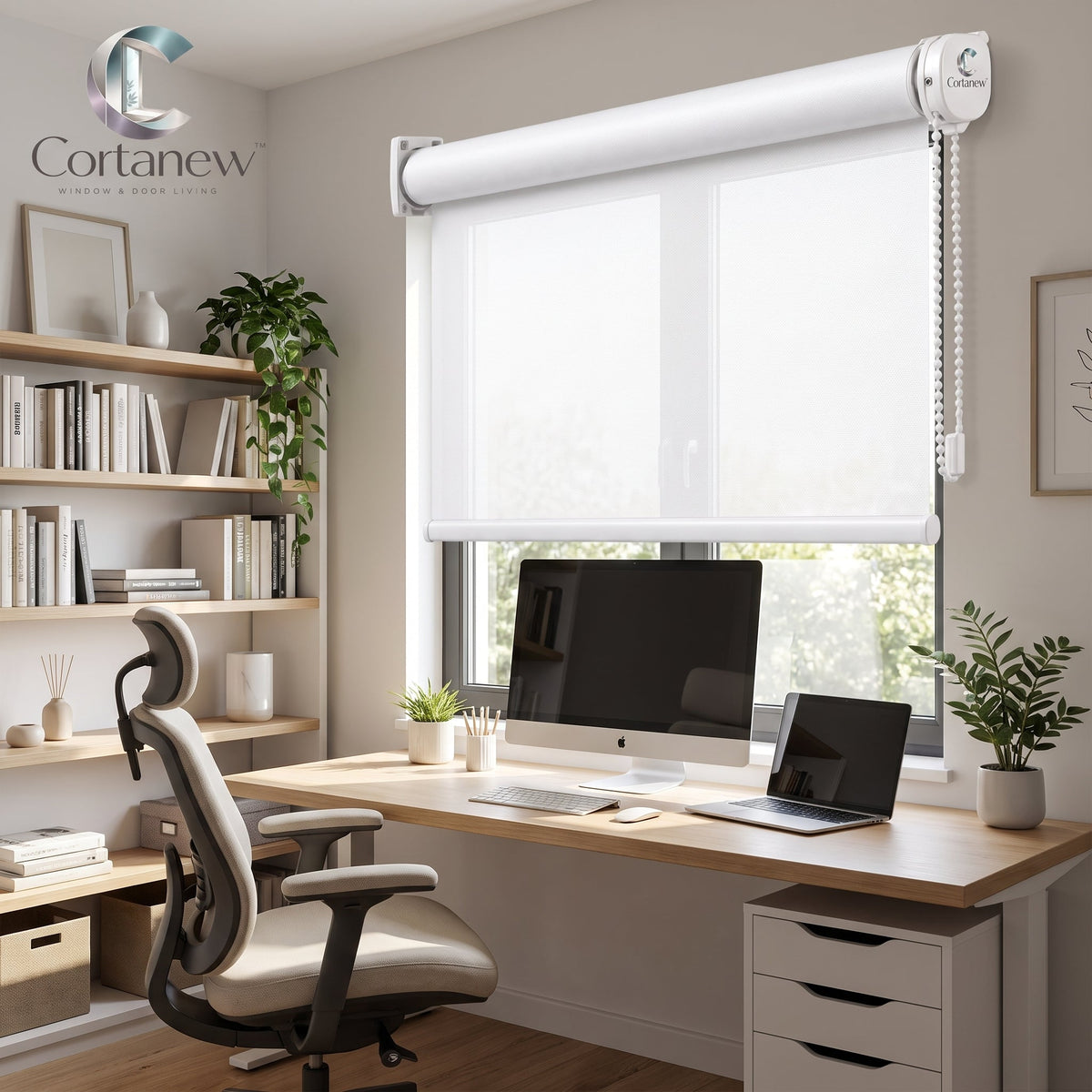 Cortanew™ SmoothRoll Window Shade – Modern Roller Blind for Bedroom, Living Room, Office & Everyday Light Control