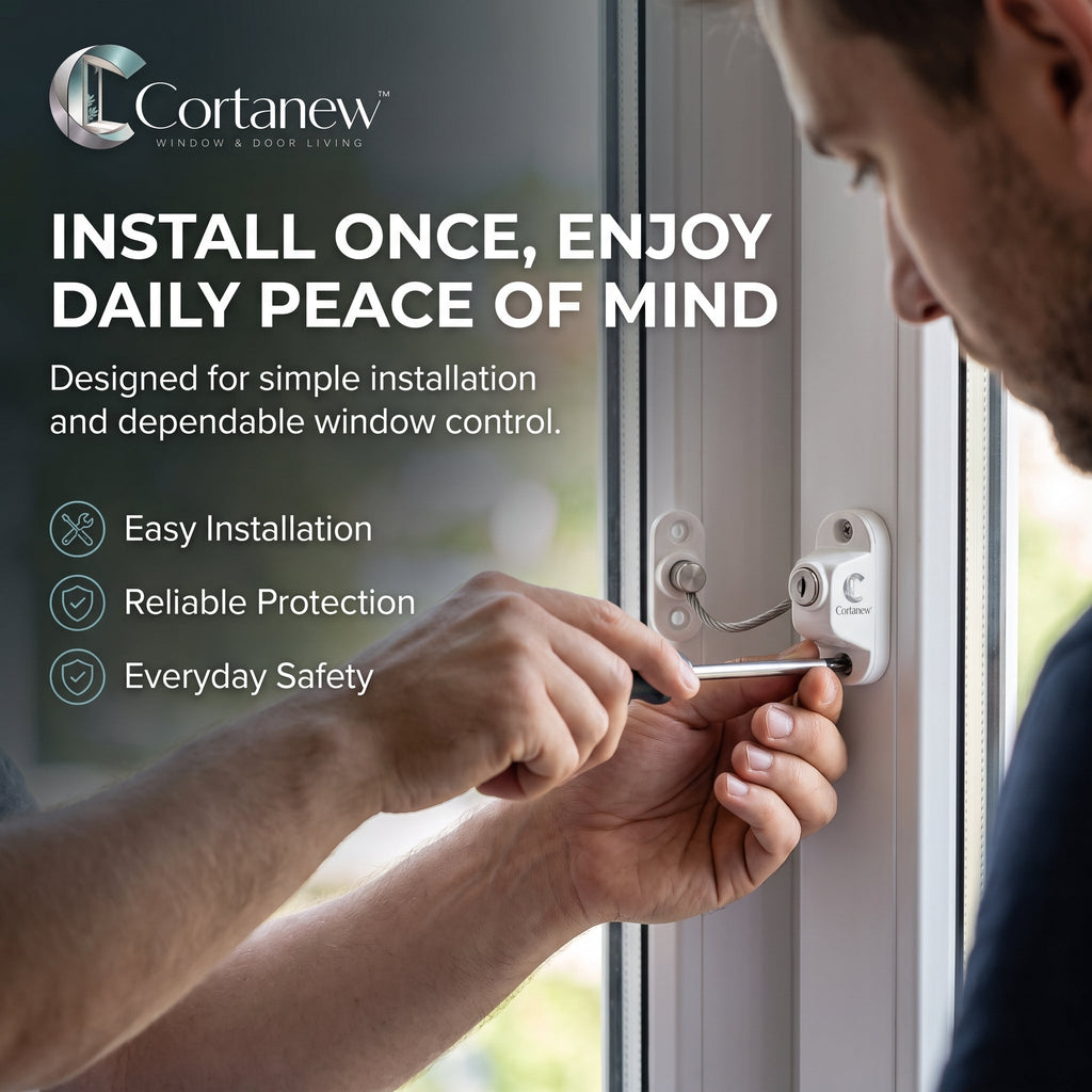 Cortanew™ SafeHold Window Restrictor – Adjustable Opening Limiter for Sliding & Casement Windows