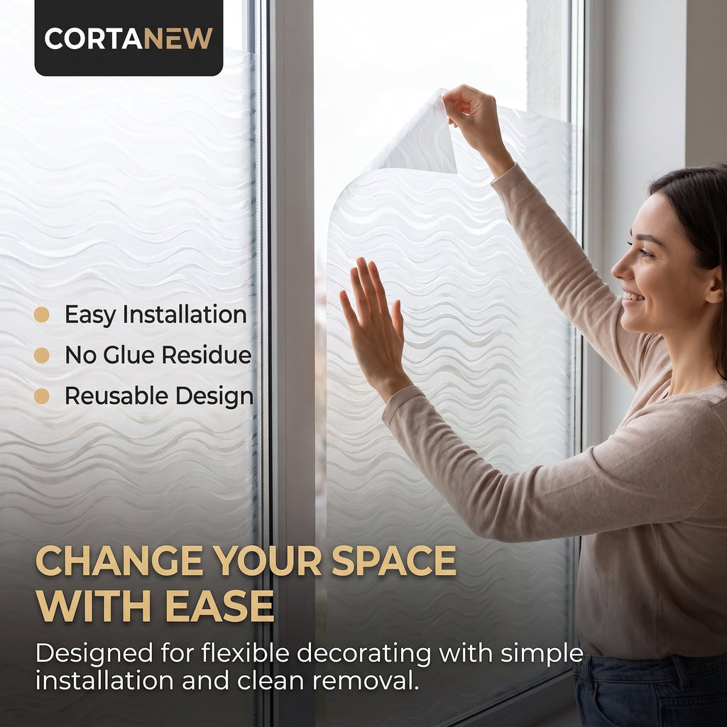 Cortanew™ PrismCling Decorative Window Film – Reusable Static-Cling Glass Film for Home, Bedroom, Kitchen & Glass Door Décor