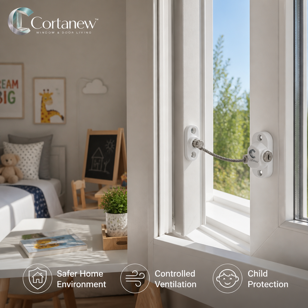 Cortanew™ SafeHold Window Restrictor – Adjustable Opening Limiter for Sliding & Casement Windows