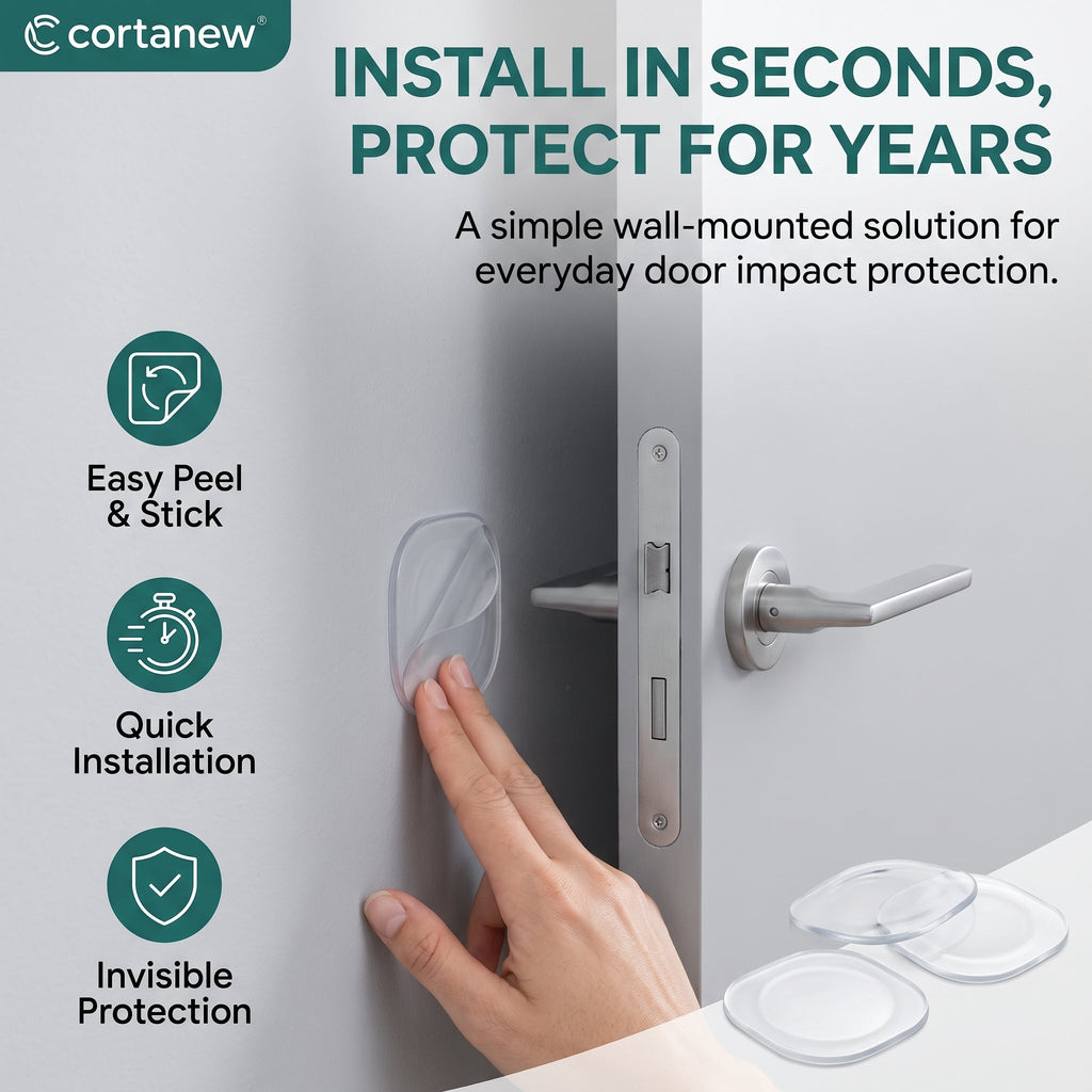 Cortanew™ WallGuard Door Handle Protector Pad – Self-Adhesive Shock-Absorbing Wall Cushion for Door Knobs & Handles