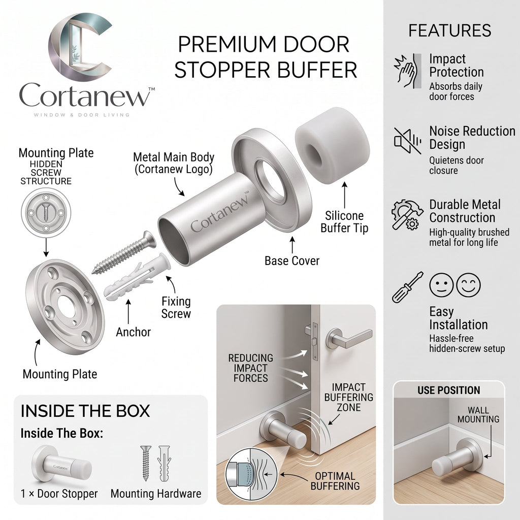 Cortanew™ SoftStop Door Bumper – Anti-Collision Door Stopper for Wall, Floor & Everyday Home Protection