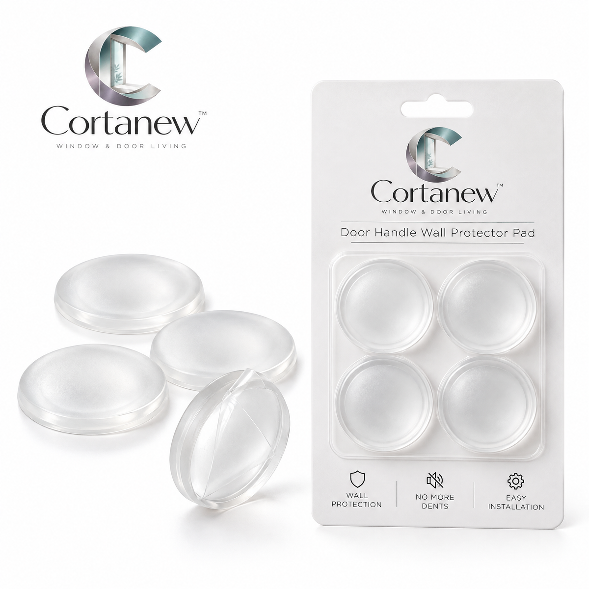 Cortanew™ WallGuard Door Handle Protector Pad – Self-Adhesive Shock-Absorbing Wall Cushion for Door Knobs & Handles